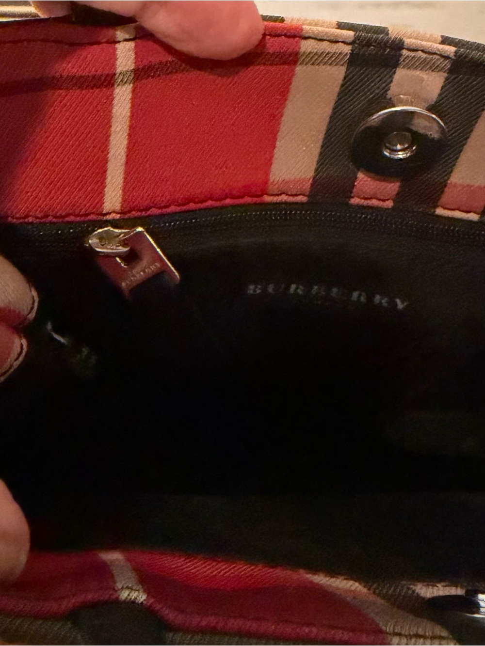 100% Authentic Burberry Red Black Nova Check Mini Shopper Tote - Picture 4 of 6